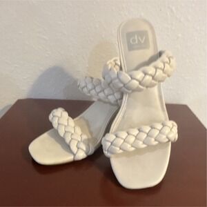 Dolce Vita Ivory Braided Strappy Block Heel Square Toe Sandals Women's size 8